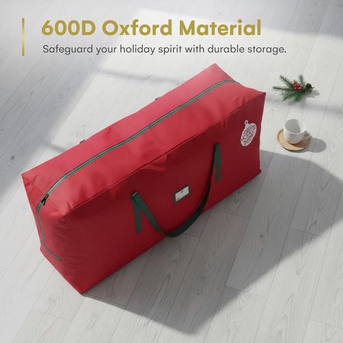 HOLIDAY SPIRIT Christmas Tree Storage Bag - Heavy Duty Waterproof 600D Oxford Canvas for 9 Ft Tree, Red