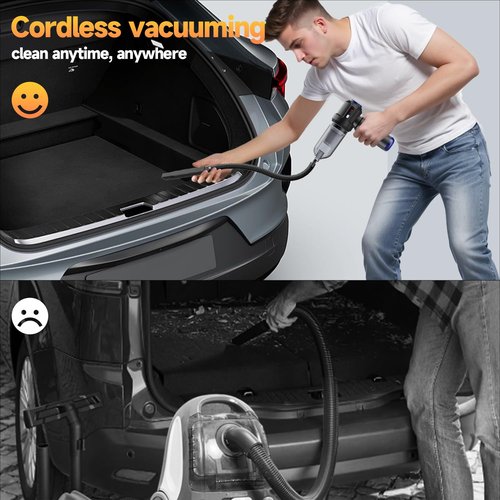 Vostuve Car Vacuum Portable Cordless High Power Small Handheld Vacuum Cleaner 4-in-1 Compressed Air Duster & Air Blower & Pump Hand Held Mini Vacuum for Christmas Cars,Office,Home Cleaning