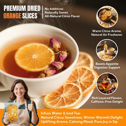 Dried Orange Slices 8.8oz(250g),Approx 50-60 Wheels,Dehydrated Orange Slices NO Addtives,Dried Oranges Sugar Free Natural,Fruit Tea,Dehydrated Fruit for Cocktails,Christmas Day,Crafts,Baking