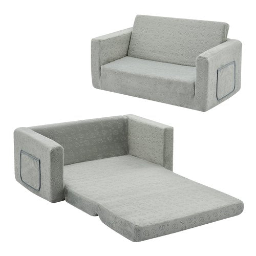 Ulax furniture Kids Fold Out Couch 2-in-1 Children Convertible Sofa to Lounger with Soft Plush Fabric