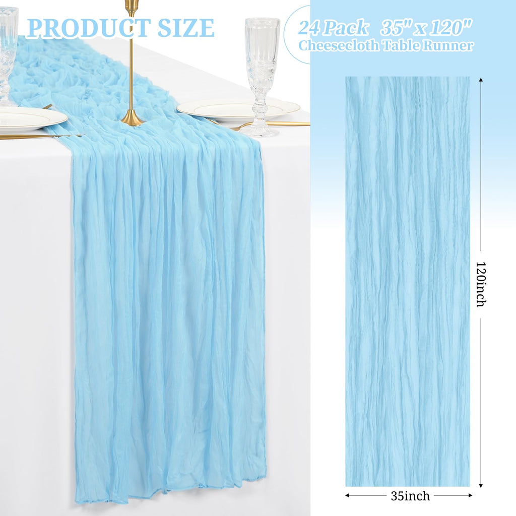 Showgeous 24 Pack Purple Cheesecloth Table Runner 10Ft Boho Gauze Cheese Cloth Table Runner 35x120 Inch Long Rustic Sheer Table Decor for Wedding Bridal Shower Holiday Party