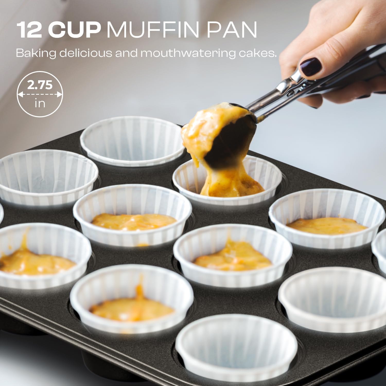 Skiennix 12-Piece Nonstick Bakeware Set - Stackable, Non-Toxic Baking Pans with Utensils & Rack | Black