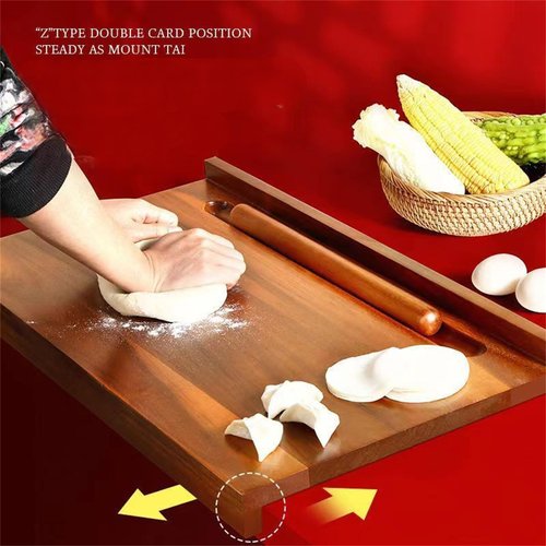 Wooden Cutting Board,Pastry Board Wood with Front and Back Counter Lip,L Shape Kneading Board Cutting Mats,wood Chopping Board,Bread Board for kitchen lovers (50 * 35cm/19.7 * 13.8in)