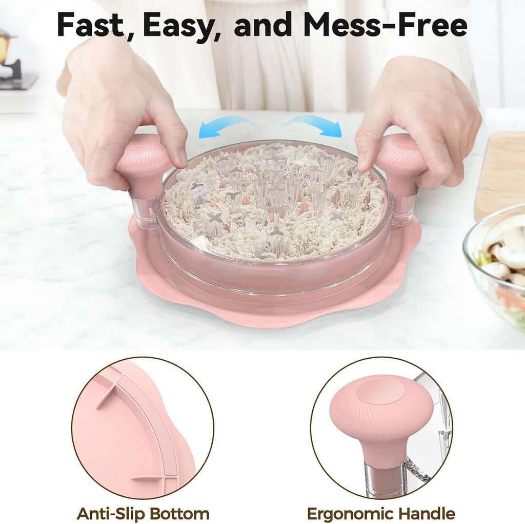 Ukeetap 10" Pro Chicken Shredder Tool - BPA-Free, Ergonomic Design, Anti-Slip Base | Pink