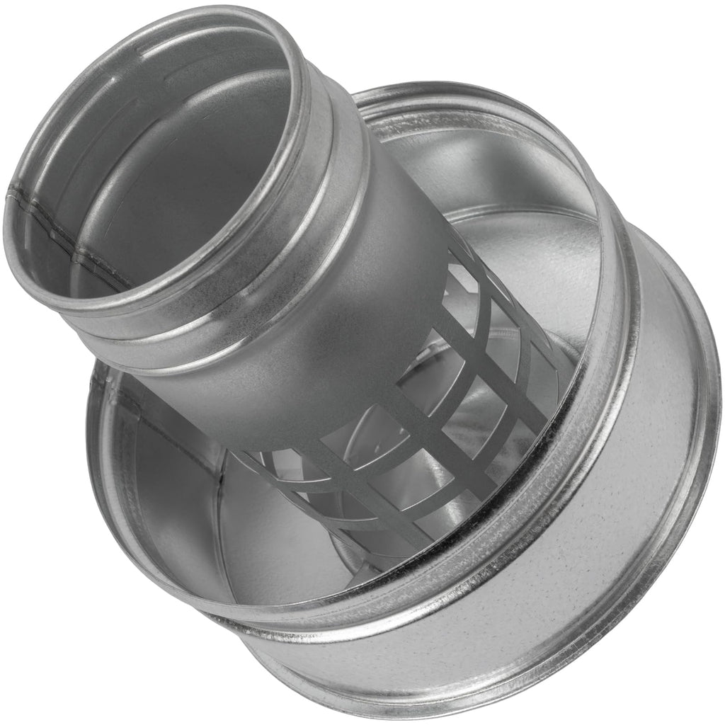 Vent Systems 4" Inch Round Roof Vent Cap – Galvanized Steel Chimney Rain Guard with Wind Shield – Heavy-Duty Weather-Resistant Protector Cap for Exhaust, Stove Pipe, Chimney - Outdoor Use