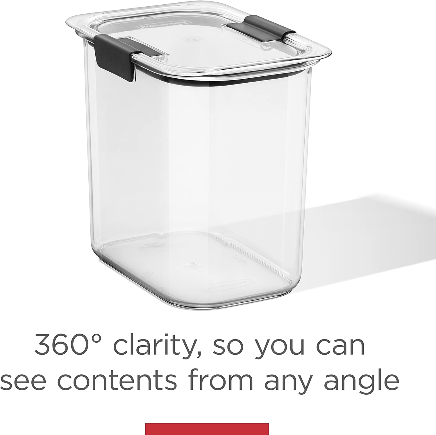 Rubbermaid Brilliance 12-Cup Airtight Food Storage Container - Ideal for Pantry Organization, Clear/Grey