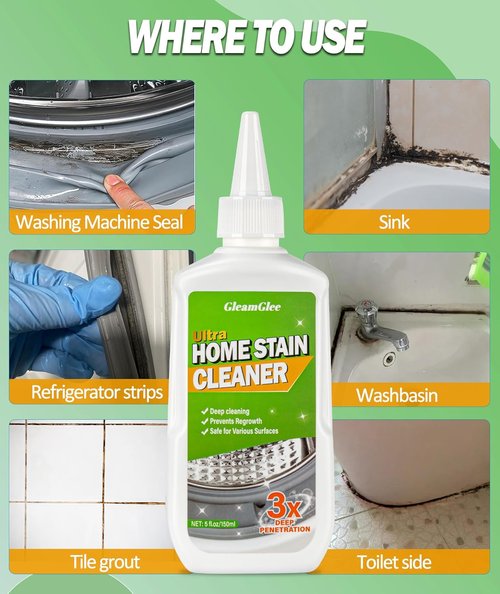 GleamGlee Washing Machine Gasket Cleaner - Powerful Heavy-Duty Gel for Grout, Tiles & Sinks | 5 Fl. Oz