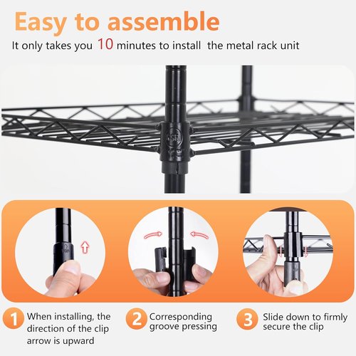 FDW 6-Tier Wire Shelving Unit - Adjustable Metal Pantry Rack for Kitchen & Garage | 17L x 12W x 64H, Black
