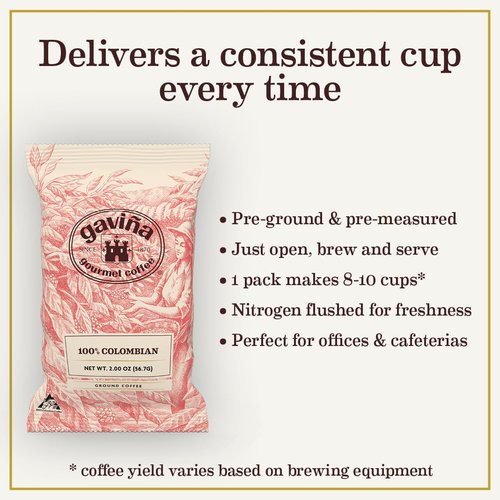 Gaviña Gourmet Coffee 100% Colombian Supremo portion packs, Medium Roast, 42 x 2 oz