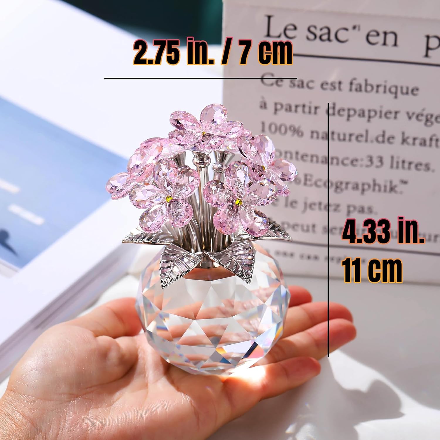 Ornalrist Pink Crystal Forget-Me-Not Flower Figurine - Meaningful Gift for Women & Moms | Collectible Glass Decor