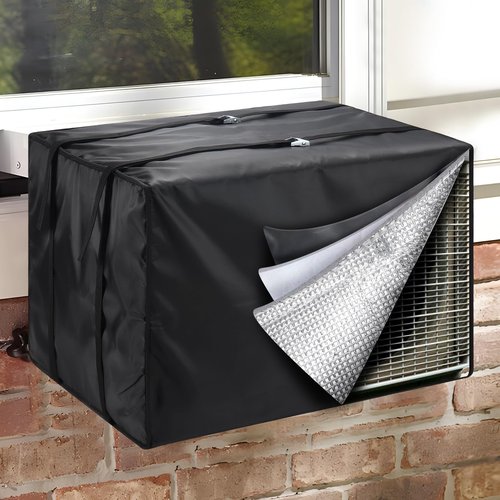 Fivebop Window Air Conditioner Insulation Cover for Outside Units 3 Layer Winter Dustproof Waterproof Outdoor Window AC Cover with Adjustable Straps (27.5"Lx18.5"Hx22.5"D)