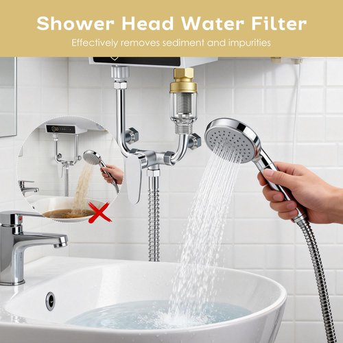 Loscarol Brass Sediment Filter, Reusable Washing Machine Water Filter, 50 Micron, Anti Scale, Anti Clothes Yellow, Traps Rust/Mud/Sand, Mini, Portable-2Pack