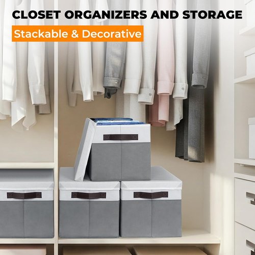 Extra Large Storage Baskets by [Brand Name] - 33 QT Stackable Decorative Organizers for Living Room | 4 Pack, 16x12 in