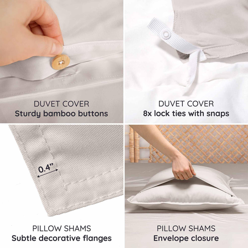 Bambaw 100% Viscose Derived from Bamboo Duvet Cover King Size – 3 Piece Duvet Cover Cooling King Size, Extra Soft & Breathable, Includes 2 King Pillow Shams, No Comforter (Sand)