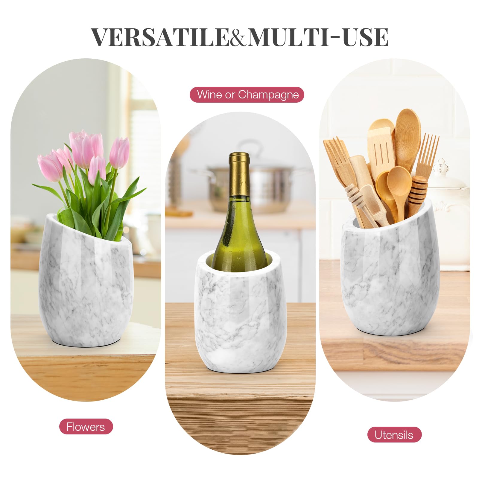 ZORMY Premium Marble Wine Chiller Bucket, Wine and Champagne Cooler, Wine Bottle Ice Chiller, 750ml Bottle Cooler, Home Bar & Kitchen Decor, Ideal Gift for Wine Lovers