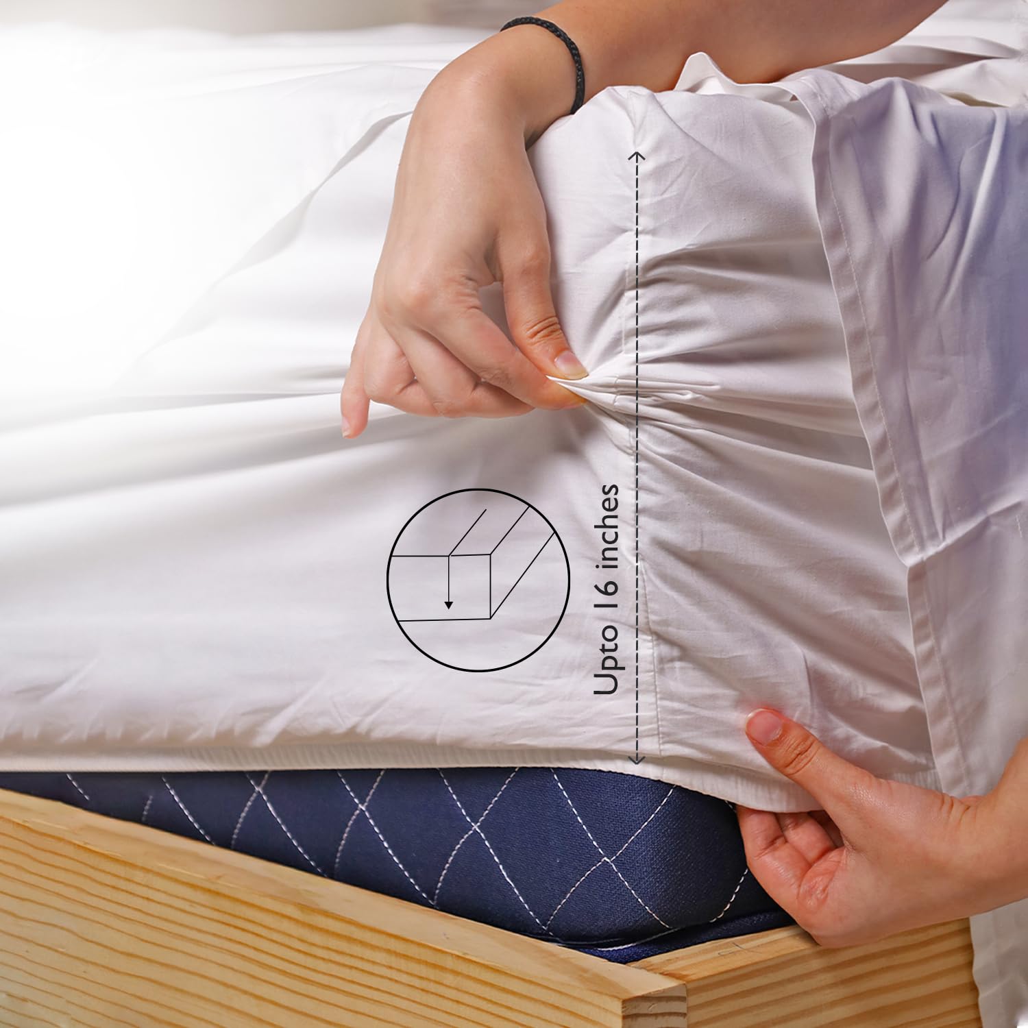 LINENWALAS 100% Cotton Queen Size Fitted Sheet Only, up to 17” Deep Pocket, Thick Strong, Breathable Crisp and Cool Premium Printed Bottom Sheet for Queen Size Bed (Vineyard)
