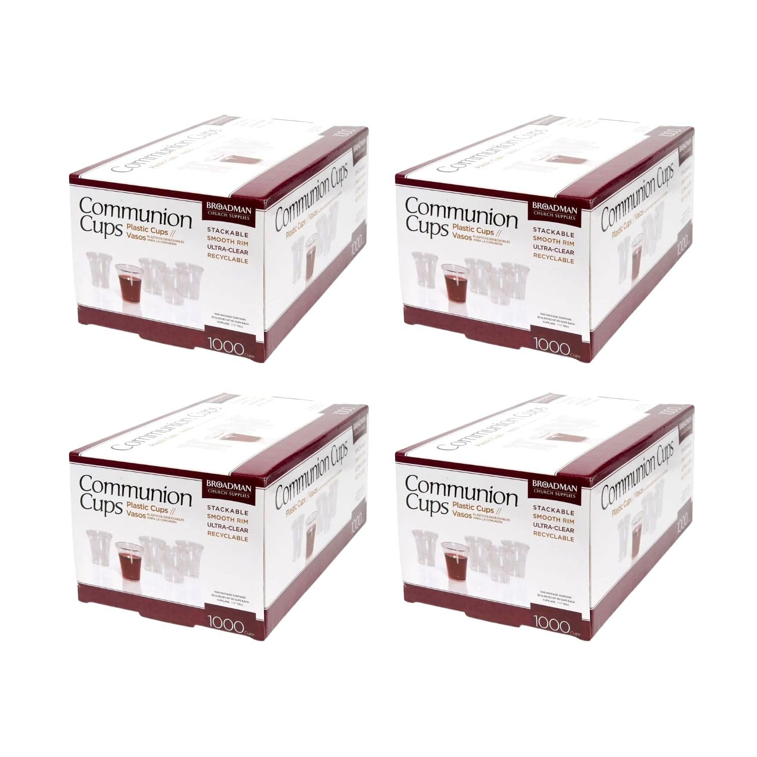 BROADMAN CHURCH SUPPLIES Plastic, Disposable, Recyclable Communion Cups, 4000 Count