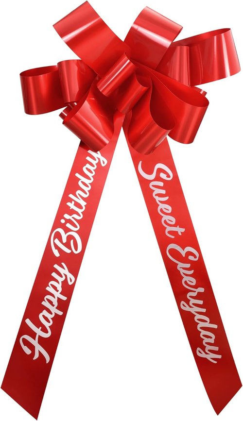 Happy Birthday Car Bow by Skiennix - Giant Red Gift Bow for Cars | 36 Inch x 63 Inch Size