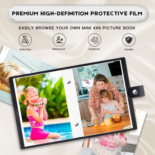 2 Pack Small Photo Albums 4x6 Pictures, Leather Cover Albums, 4x6 Photo Book for 52 Photos Inserted From the Top, Kids 4 x 6 Photos and Family Anniversaries Baby Vacations, Wedding, Black