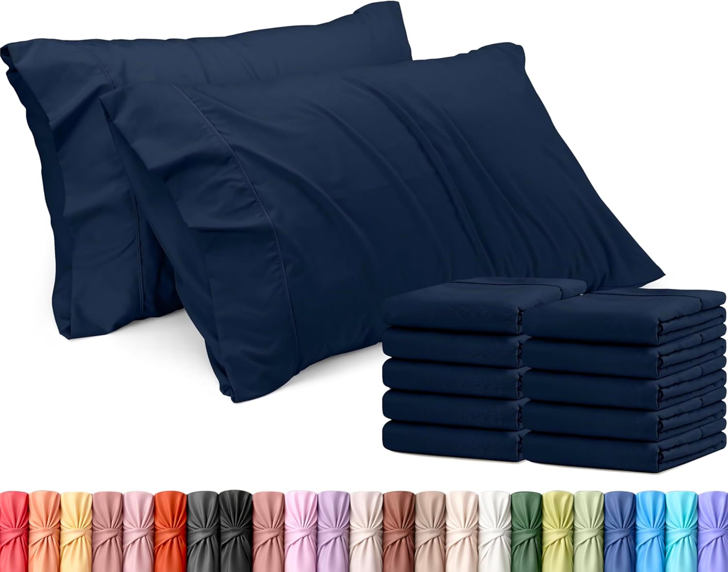 Utopia Bedding King Pillow Cases - Soft Brushed Microfiber - 12 Pack, Fade Resistant, Navy 20 X 40 Inches