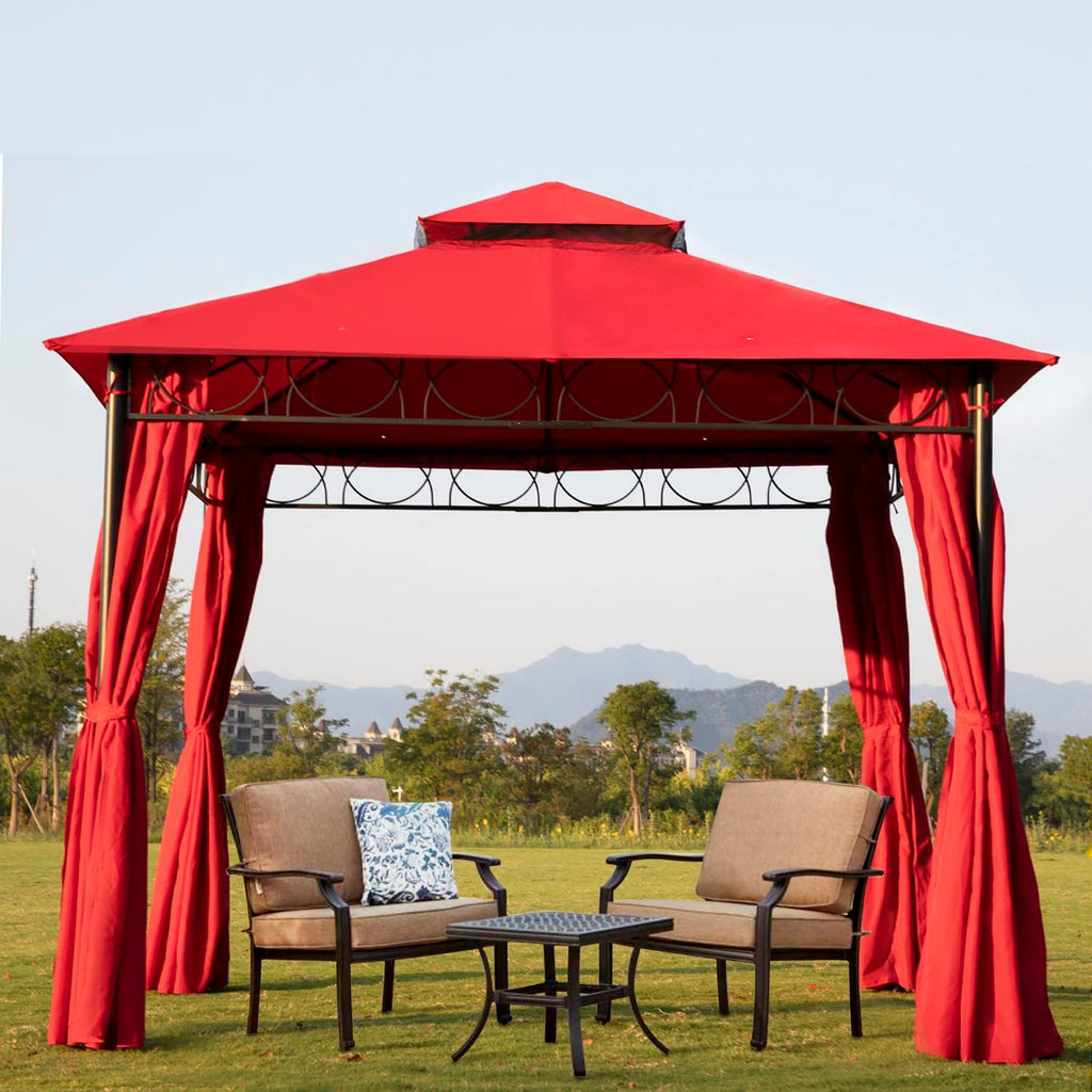 Skiennix Outdoor Canopy Tent - UV Protection Gazebo with 4 Sidewalls | 10'x10', Red