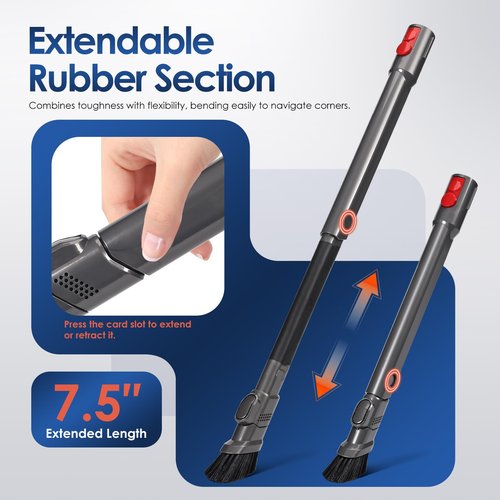 Kuflant Extendable Flexible Crevice Tool Vacuum Attachments, 971433-01 Quick Release Slim Nozzle Attachment Compatible with Dyson V15 V12 V11 V10 V9 V8 V7 Gen5 G5 Vacuum Cleaner