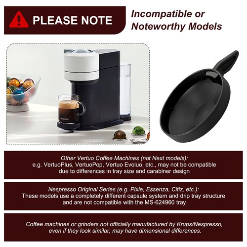 Coffee Machine Drip Tray Replacement MS-624960, Espresso Grinder Tray Repalacement for Krups Nespresso Vertuo Next Coffee Machine, 1 Pcs