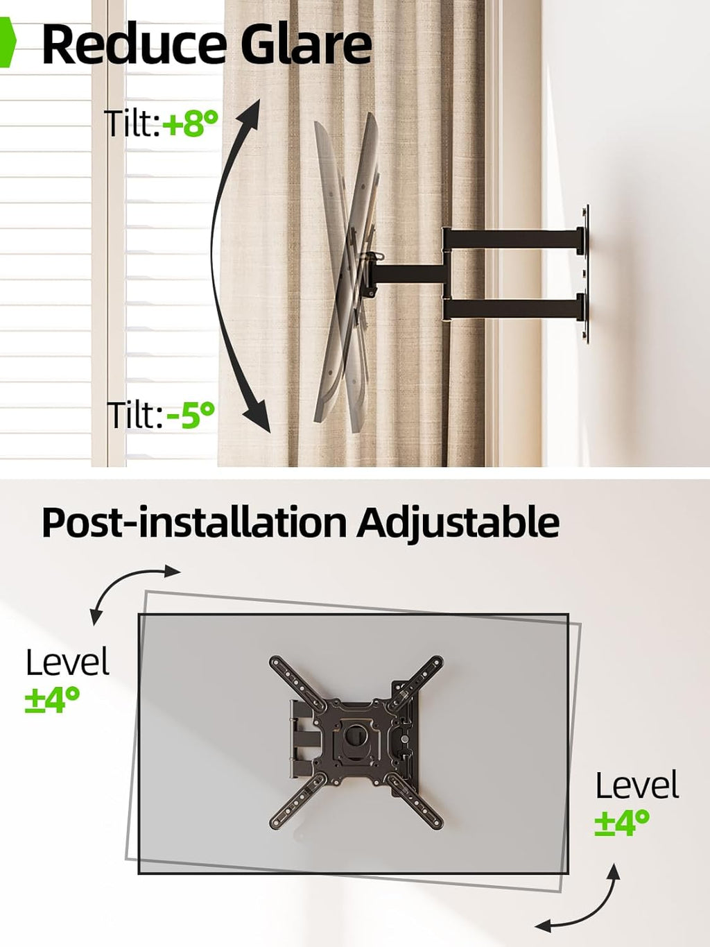 USX Mount TV Wall Mount - Full Motion Bracket for 26-60 Inch TVs, Swivel & Tilt, Max VESA 400x400mm