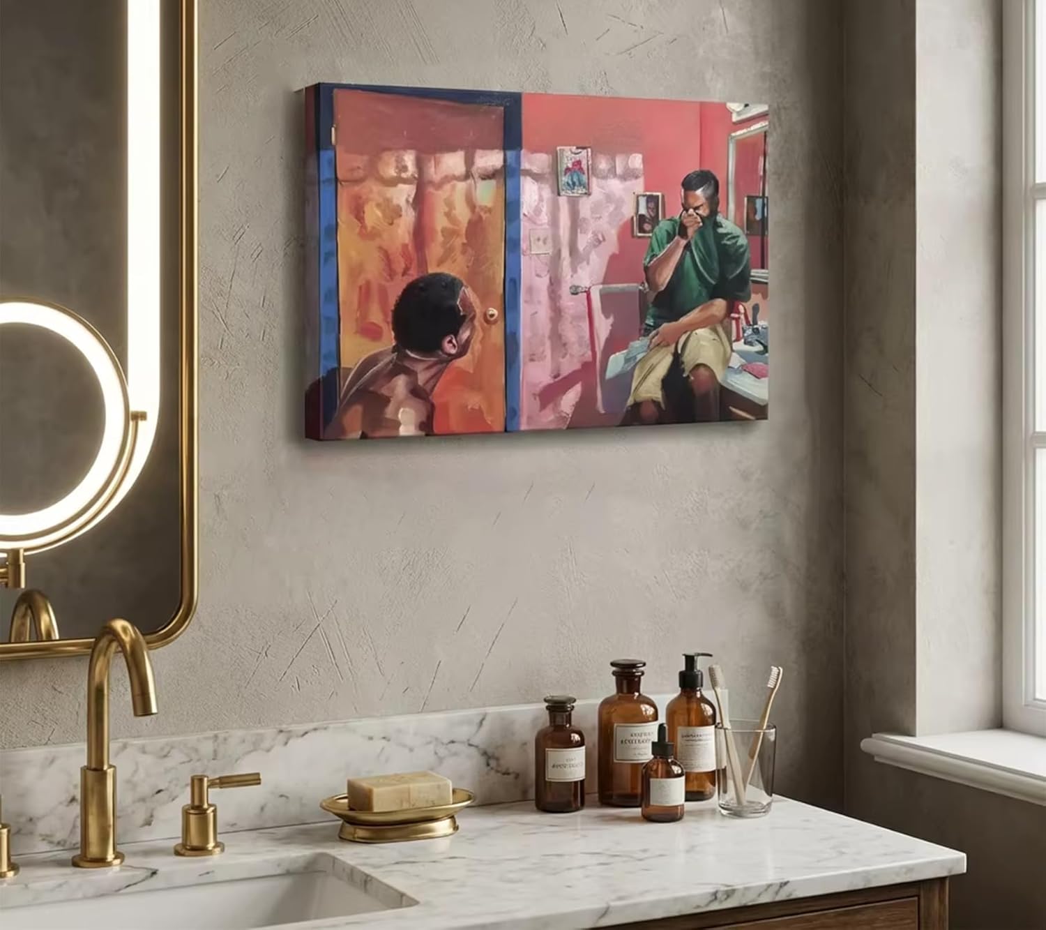 Skiennix Funny Bathroom Canvas Wall Art - Humorous Toilet Decor Print | Modern 12x16in Oil Painting