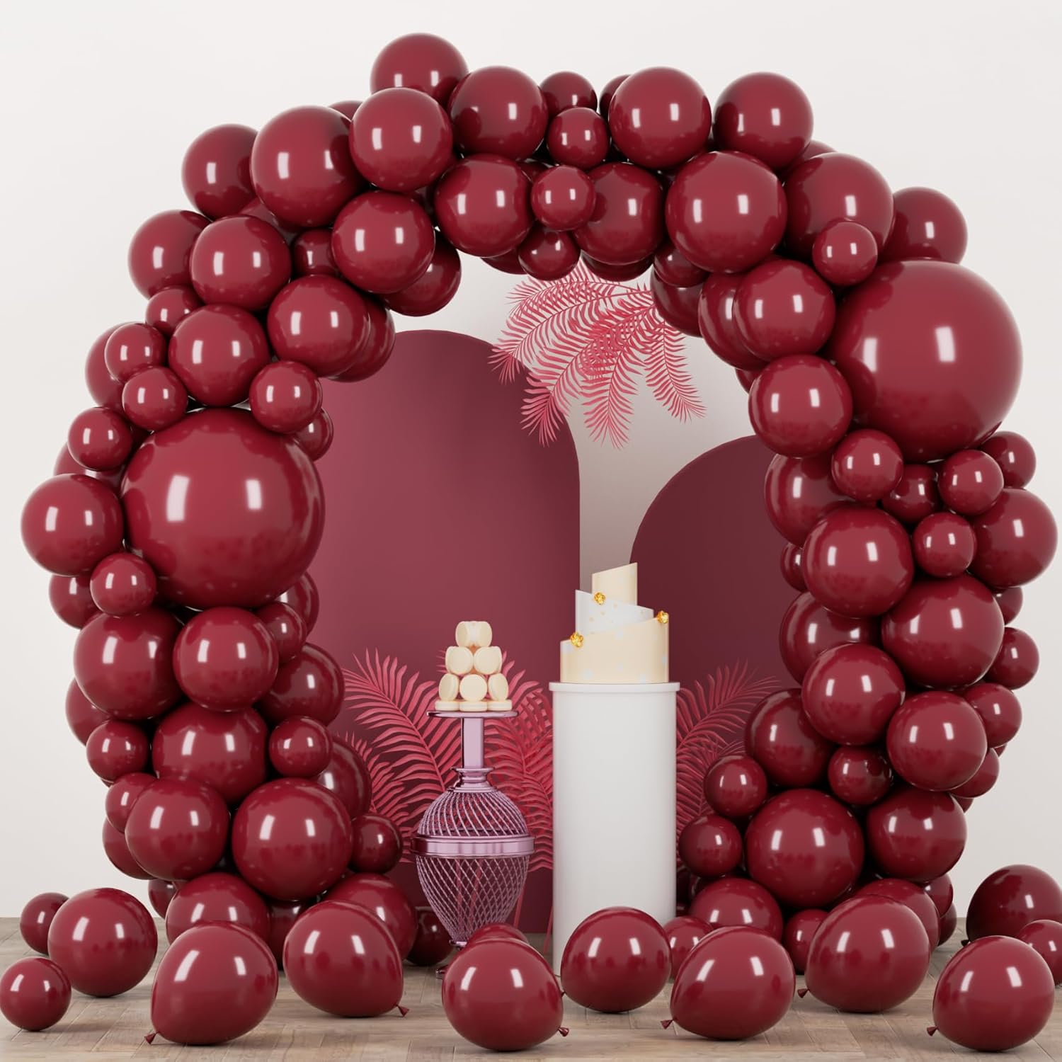 Voircoloria Burgundy Balloon Garland Kit - 90 Pack in 18/12/10/5 Inch Sizes for Weddings, Graduations & Fall Parties