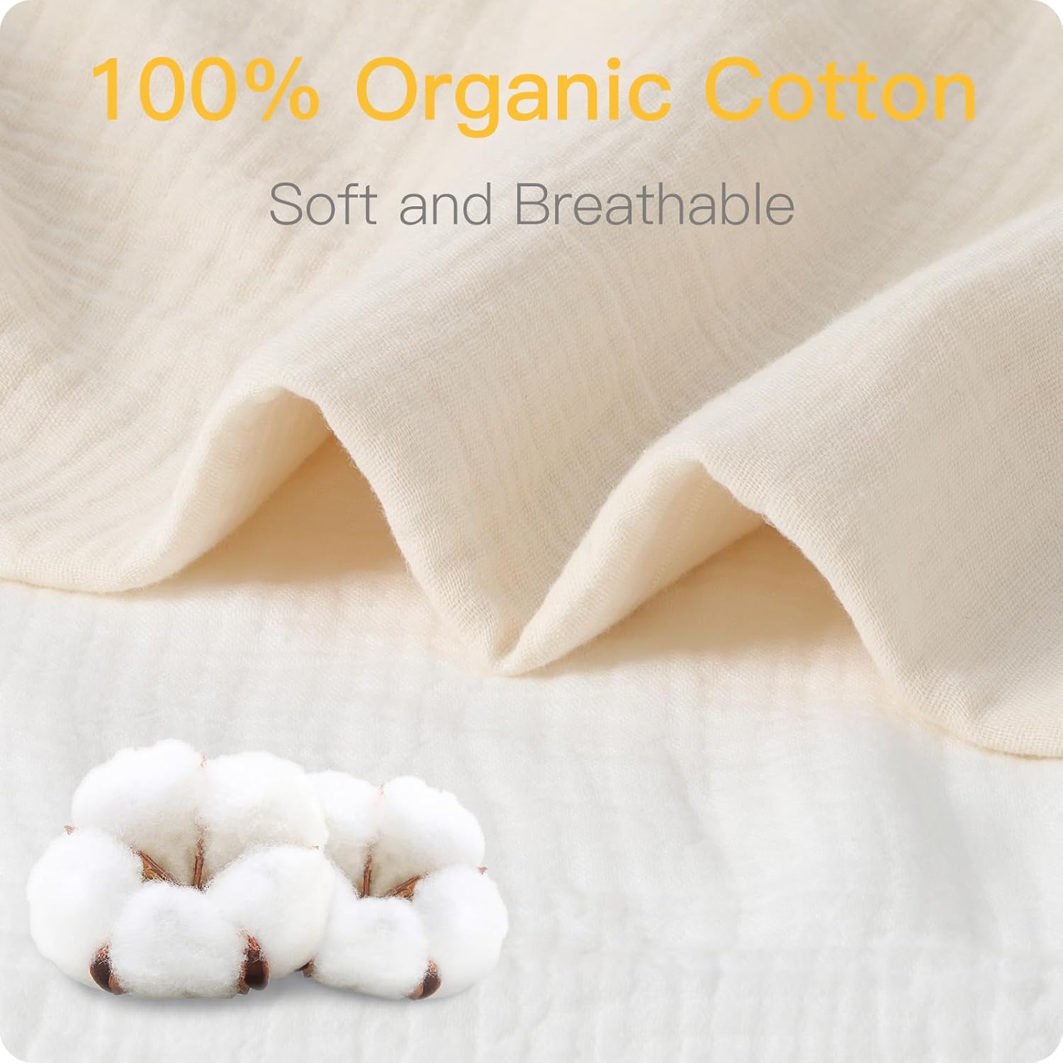 Skiennix 100% Organic Cotton Muslin Crib Sheets - Soft & Stylish 2-Pack for Standard Cribs (52x28 Inches)