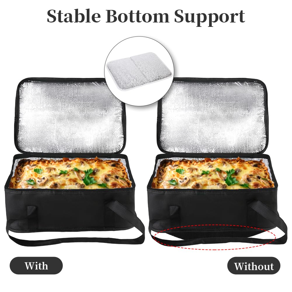 Bodaon Insulated Casserole Carrier Bag - Keeps Food Hot or Cold | Fits 9x13 & 11x15 Inch Dishes - Black