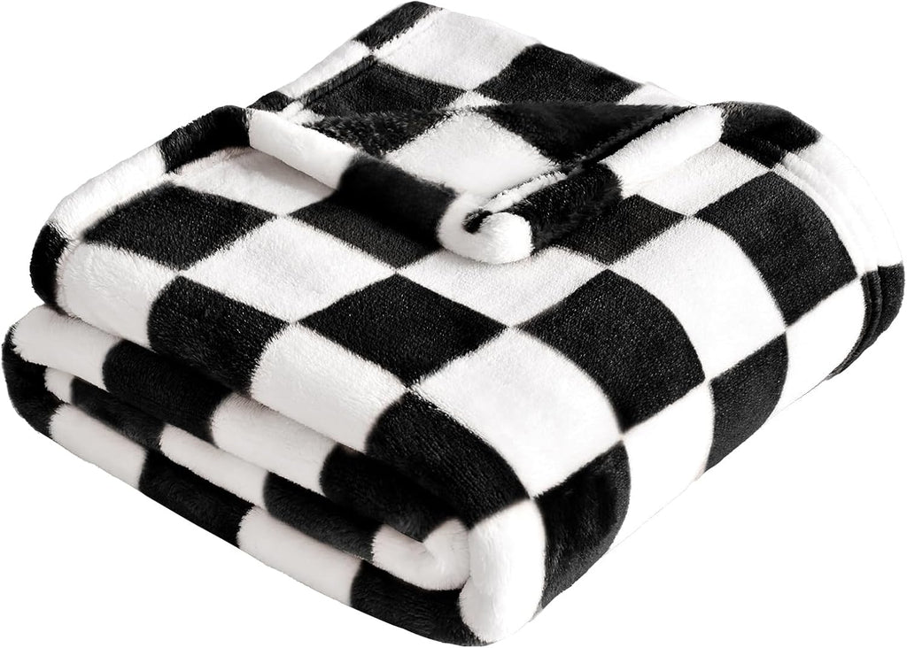 Yurhap Checkered Baby Blanket - Ultra Soft Fleece for Boys & Girls | Cozy 30''x40'' Infant Receiving Blanket in Black