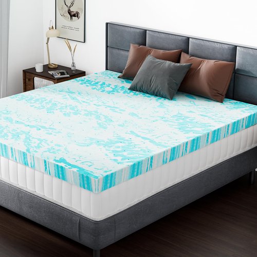DUMOS Mattress Toppers Memory Foam Twin XL, 2 Inch Thick Bed Topper Pad Cooling Gel Infused Soft Comfy Padding Breathable for Sleeper Sofa Couch RV Camper, CertiPUR-US Certified, Blue