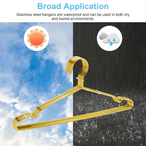 Gold Hangers for Clothes, Ultra Thin Metal Clothes Hangers Heavy Duty Coat Hanger for Dress Skirts Pants Bra Underwears, Space Saving Wire Suit Hangars Closet Organizer Dorm Room Essentials, 10 Pack