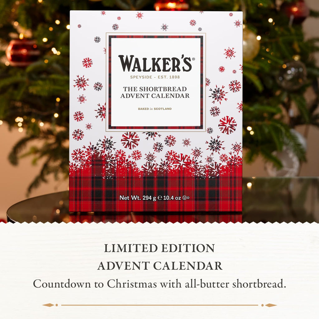 Walker’s Advent Calendar - Limited Edition Shortbread Cookies from Scotland | 24 Count (10.4 oz) - Festive Shapes & Flavors