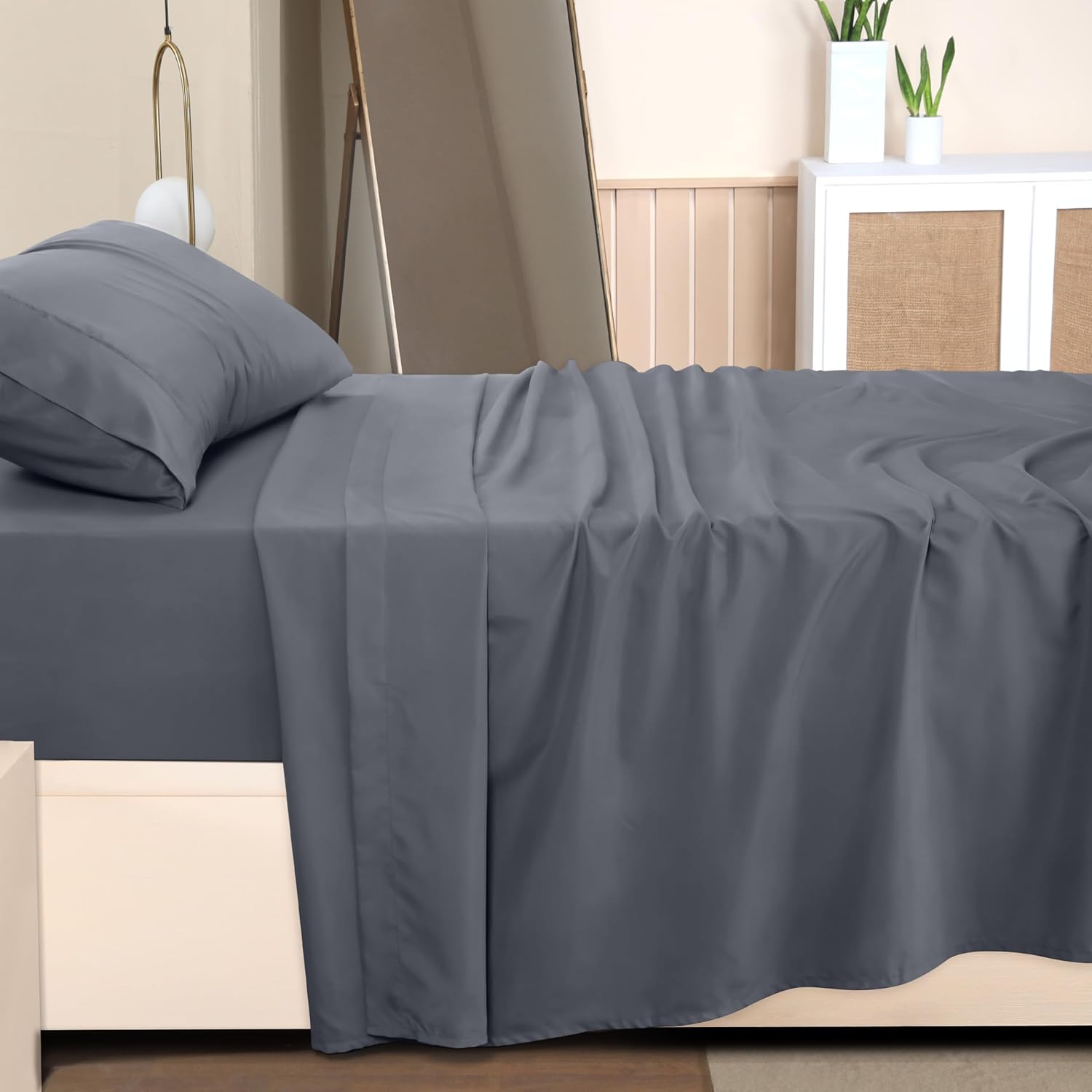 Utopia Bedding Twin Bed Sheets Set - Soft Brushed Microfiber - Fade & Shrink Resistant - Grey