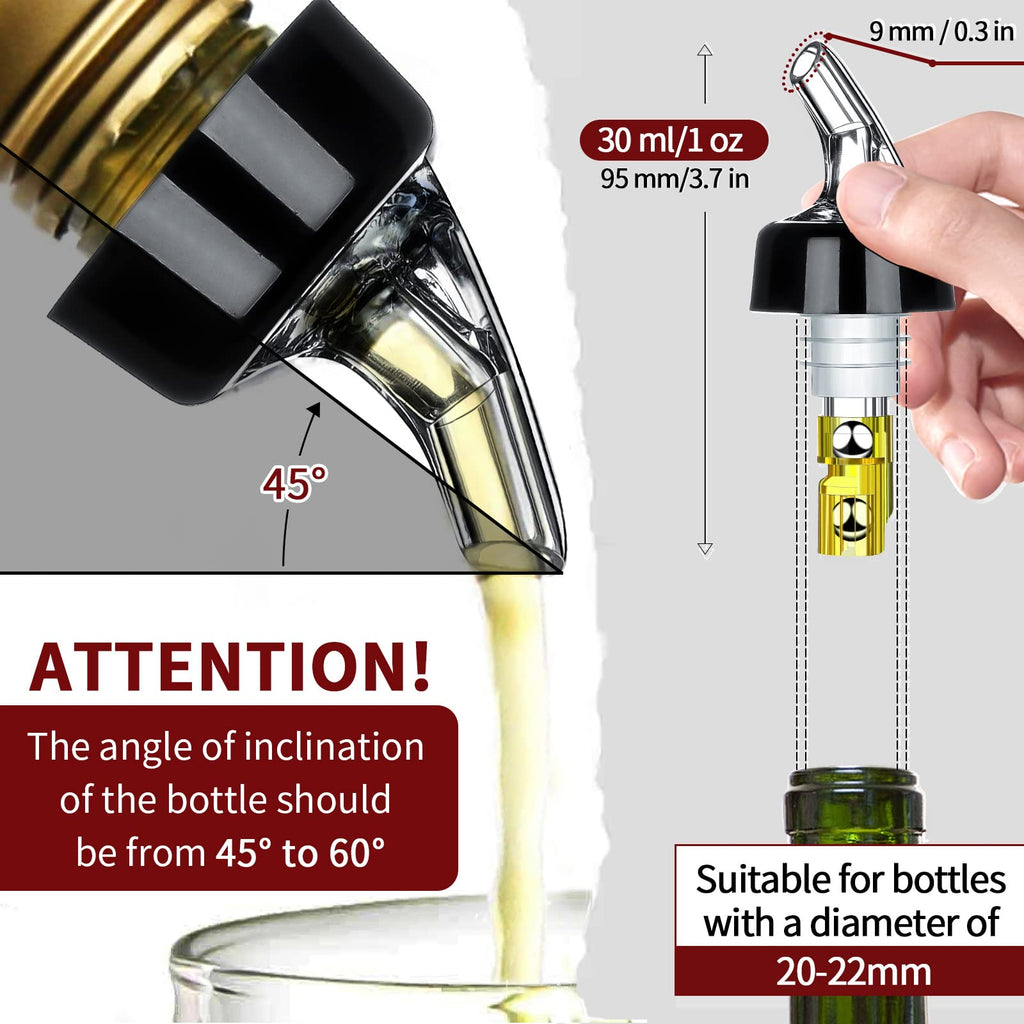 SuproBarware Automatic Measured Bottle Pourer Liquor Bottle Pourer Quick Shot Dispenser 1oz Liquor Pour Spout for Alcohol,Wine,Spirits, Home Bar Kitchen Tools 50 Pack
