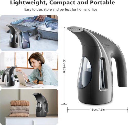 HiLIFE Portable Handheld Clothes Steamer - 240ml Capacity, 700W, Powerful Wrinkle Remover | Black