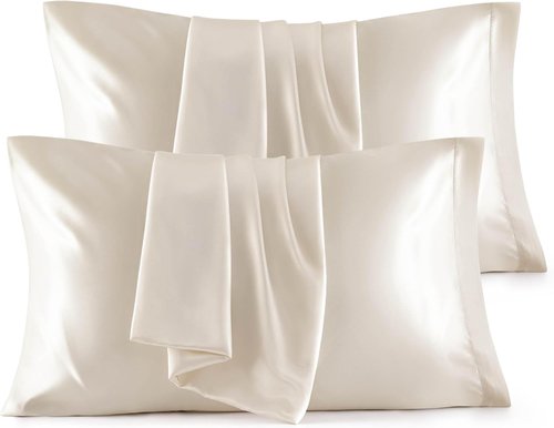 Bedsure Satin Pillowcase - Silky Queen Pillowcases for Hair & Skin | 4-Pack Beige 20x30 Inches