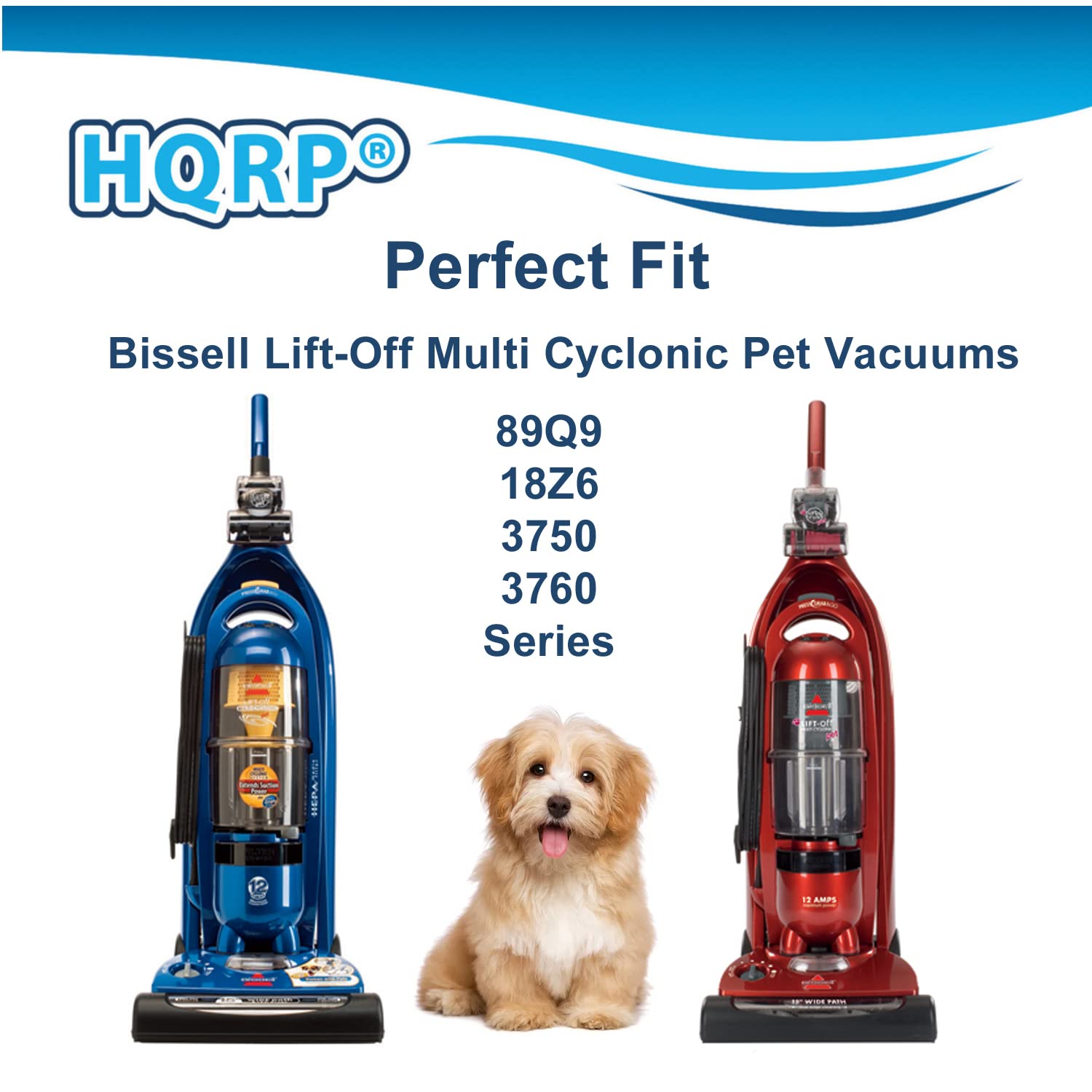 HQRP 2-pack Post Motor Filter compatible with Bissell 89Q9, 18Z6, 89Q9P, 89Q9C, 89Q9D, 89Q9K, 89Q9R Lift-Off Multi Cyclonic Pet Vacuum, parts 203-7715 203-6608 203-8093 3091 Style 8/14 Replacement