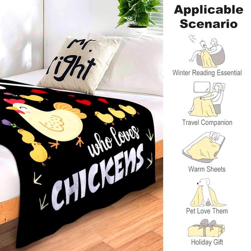 Chicken Blanket for Adults Cute Rooster Throw Blanket Soft Flannel Stuff Chickens Decor Chicken Gifts for Women Chickens Lovers Girls Kids Themed Gift Party Decorations 80"X60"