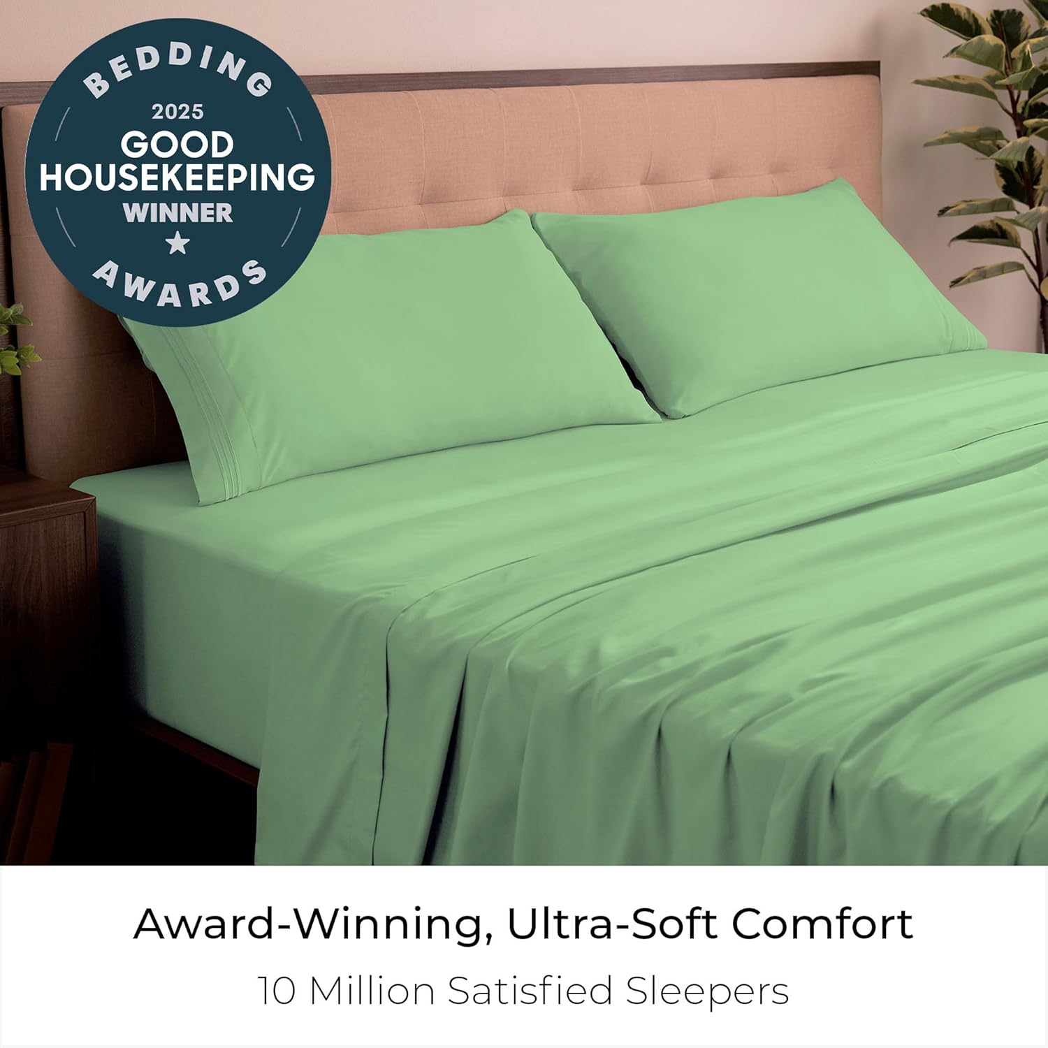 Mellanni King Sheets Set - 4 PC Hotel Luxury Bedding | Extra Soft, Cooling, Wrinkle & Stain Resistant (Pistachio)