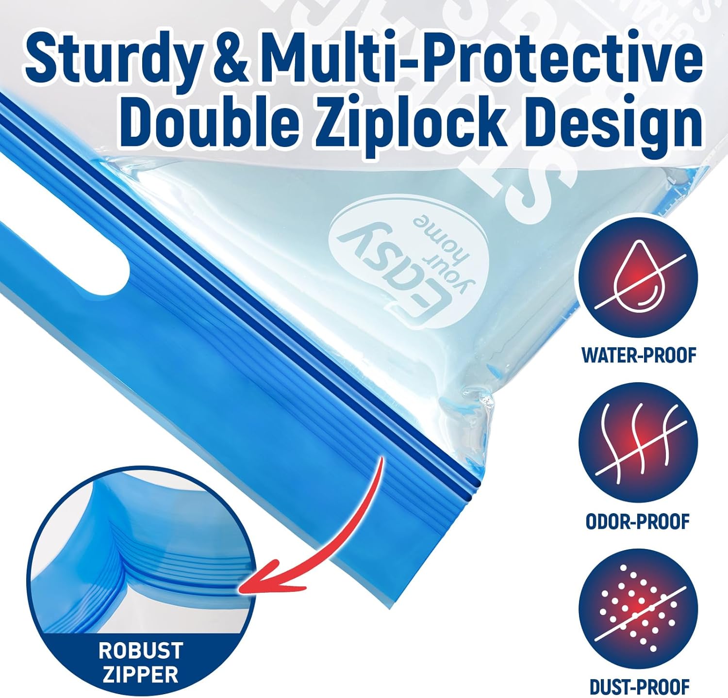 Skiennix Extra Large 5 Gallon Zipper Lock Plastic Bags - Reusable Storage for Travel & Moving, BPA-Free