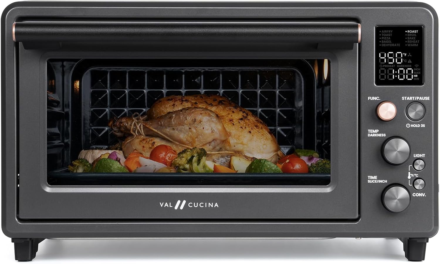 Val Cucina Non-Toxic Enamel Air Fryer Toaster Oven Combo - 26.3 QT Convection Oven | 10-in-1 with Infrared Heating