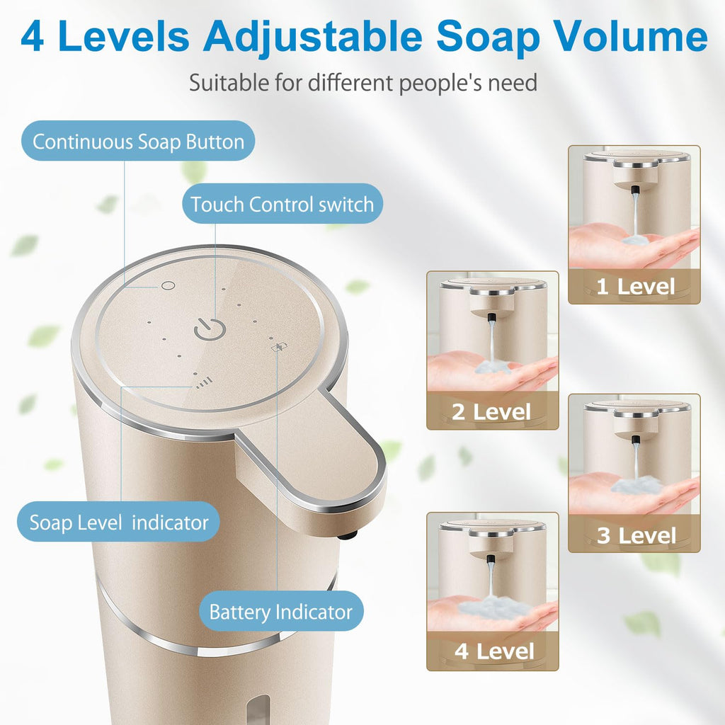 Gotofine Automatic Liquid Soap Dispenser,4-Level Adjustable, Wall Mount,USB Rechargeable,12.8oz/ 380ml,Touchless Hand & Dish Soap Dispenser for Bathroom, Kitchen,Hotel, Restaurant