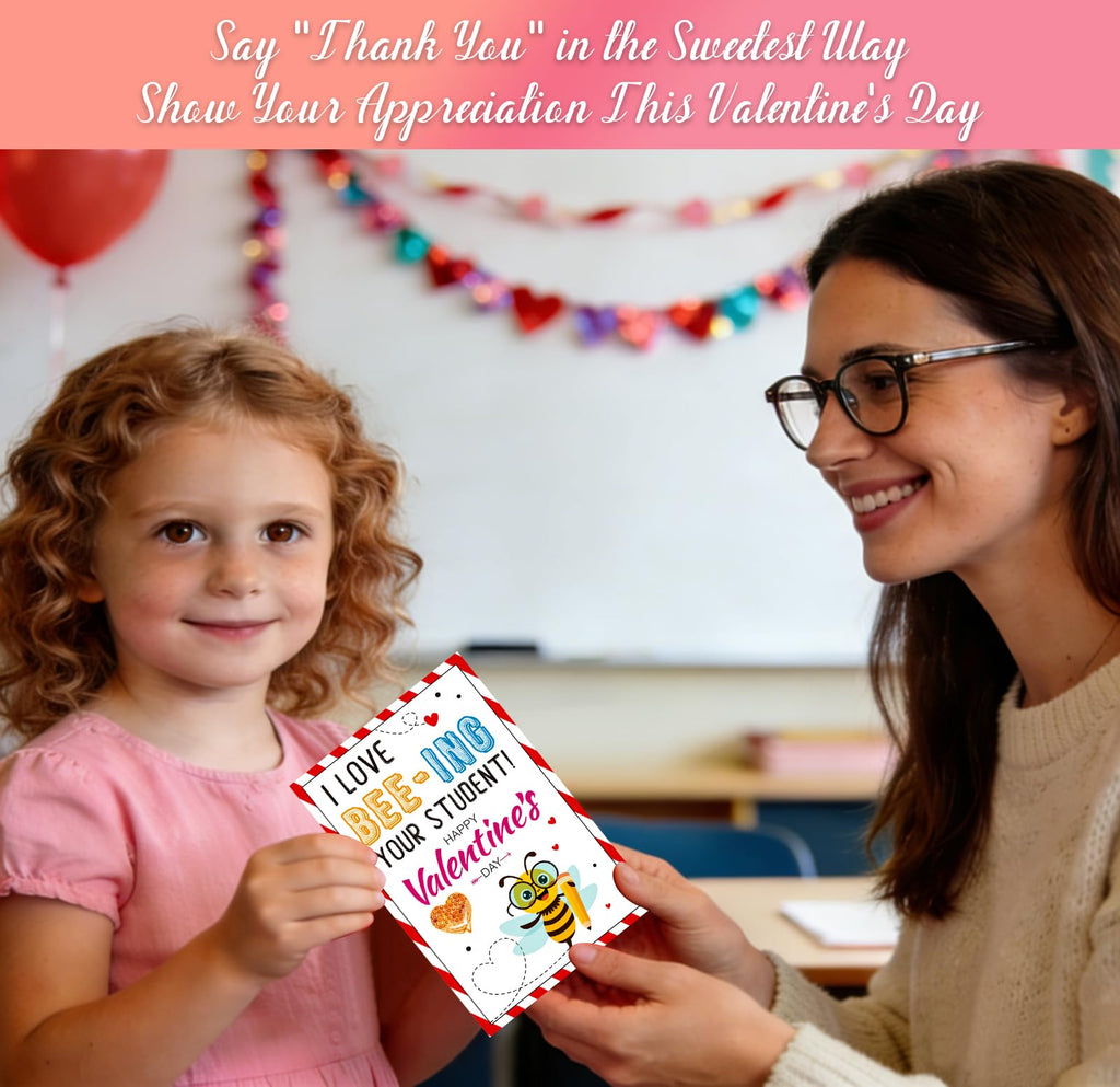 GMEMNOV 6 Pack Teacher Valentine Cards with Envelopes - Valentine's Day Cards for Teachers from Students, Bulk Thank You Cards, Teacher Appreciation Gifts, Classroom Valentine Card Set