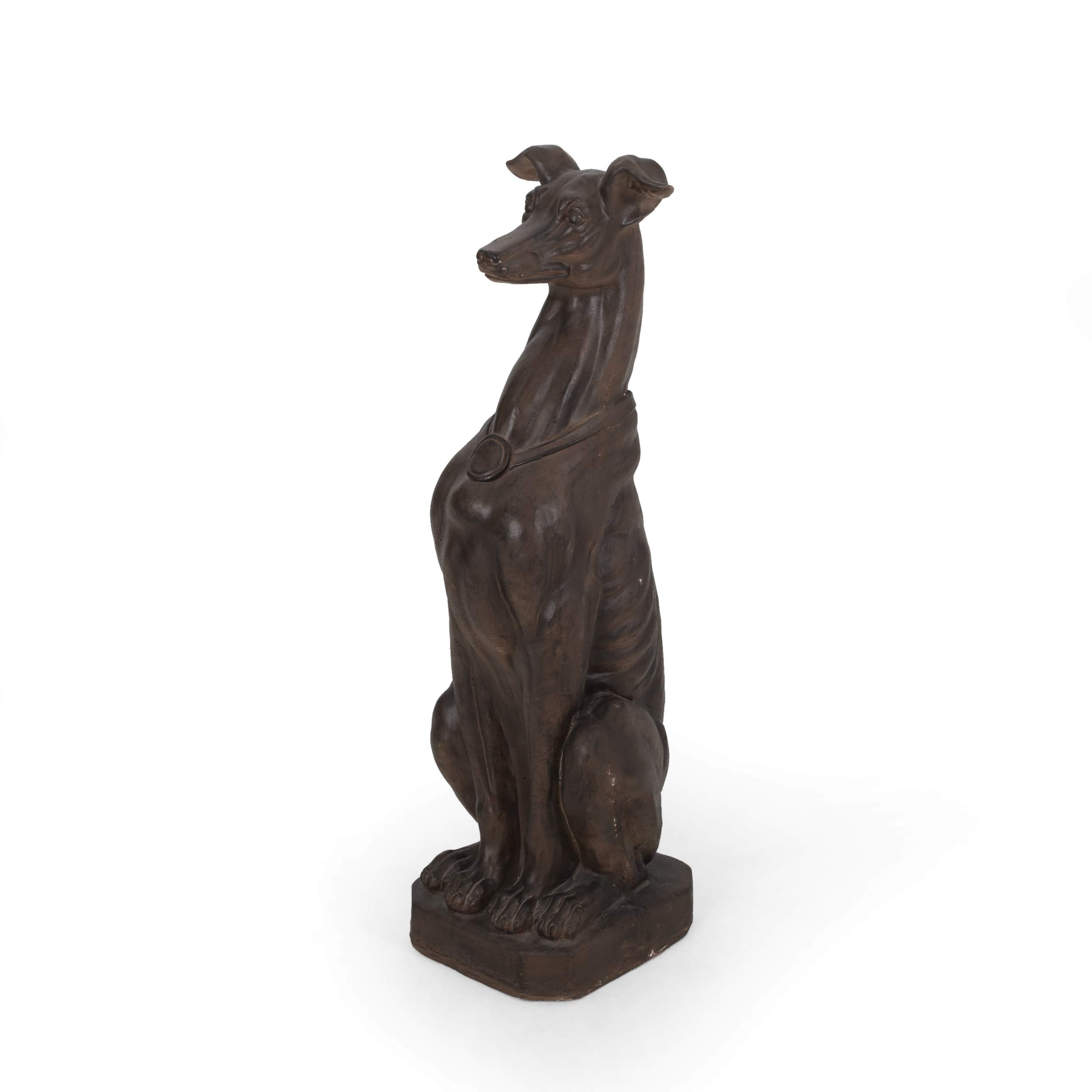 Brandbury Greyhound Dog Statue, Dark Brown