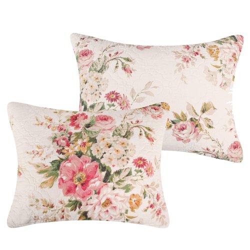 Greenland Home Grace Traditional Floral Cotton Quilted Pillow Sham, Standard 20x26-inch, Buttercup