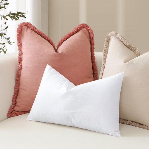 Artscope Synthetic Down Pillow Insert, 20x20 Down Alternative Throw Pillow Insert. Ultra Soft Fluffy Sleeping Pillow with 100% Cotton Cover, Decorative Pillows Set of 4-White.